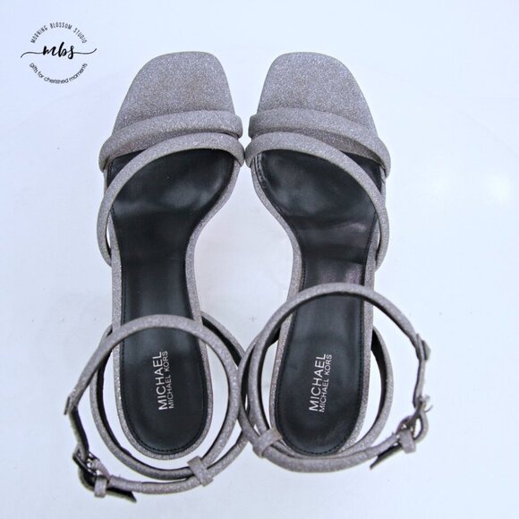 MICHAEL Michael Kors Sandals Hazel Ankle Strap Pixie Shimmer Silver Women 11 - Picture 11 of 13